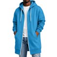 thumbnail image 2 of LNZGNM Hoodie for Men Oversized Zip Up Fleece Sweatshirts with Pockets, Long Sleeve Relaxed Fit Winter Coat, Sky Blue (XXXXXL), 2 of 6