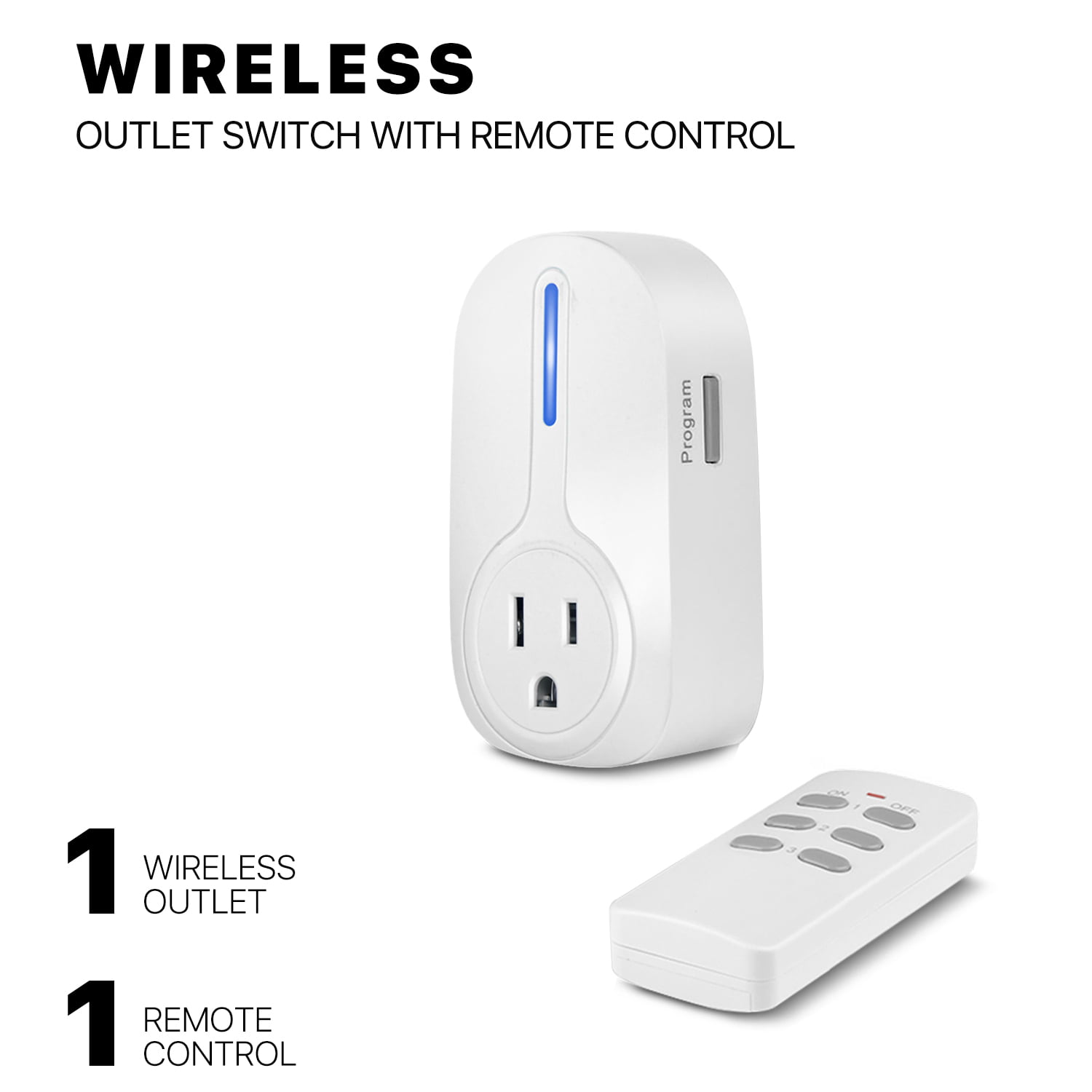 Sonsonai Wireless Remote Control Outlet Plug Kit, 5 Outlets + 2 Remotes,  Control Lights, Fans & Small Appliances from Long Range, White, 1800W/15A