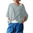 thumbnail image 2 of Ounisa Women's Off The Shoulder Tops Sexy Long Sleeve Shirts Oversized Fashion Casual Batwing Sweaters Pullover Tunic Tops, 2 of 6