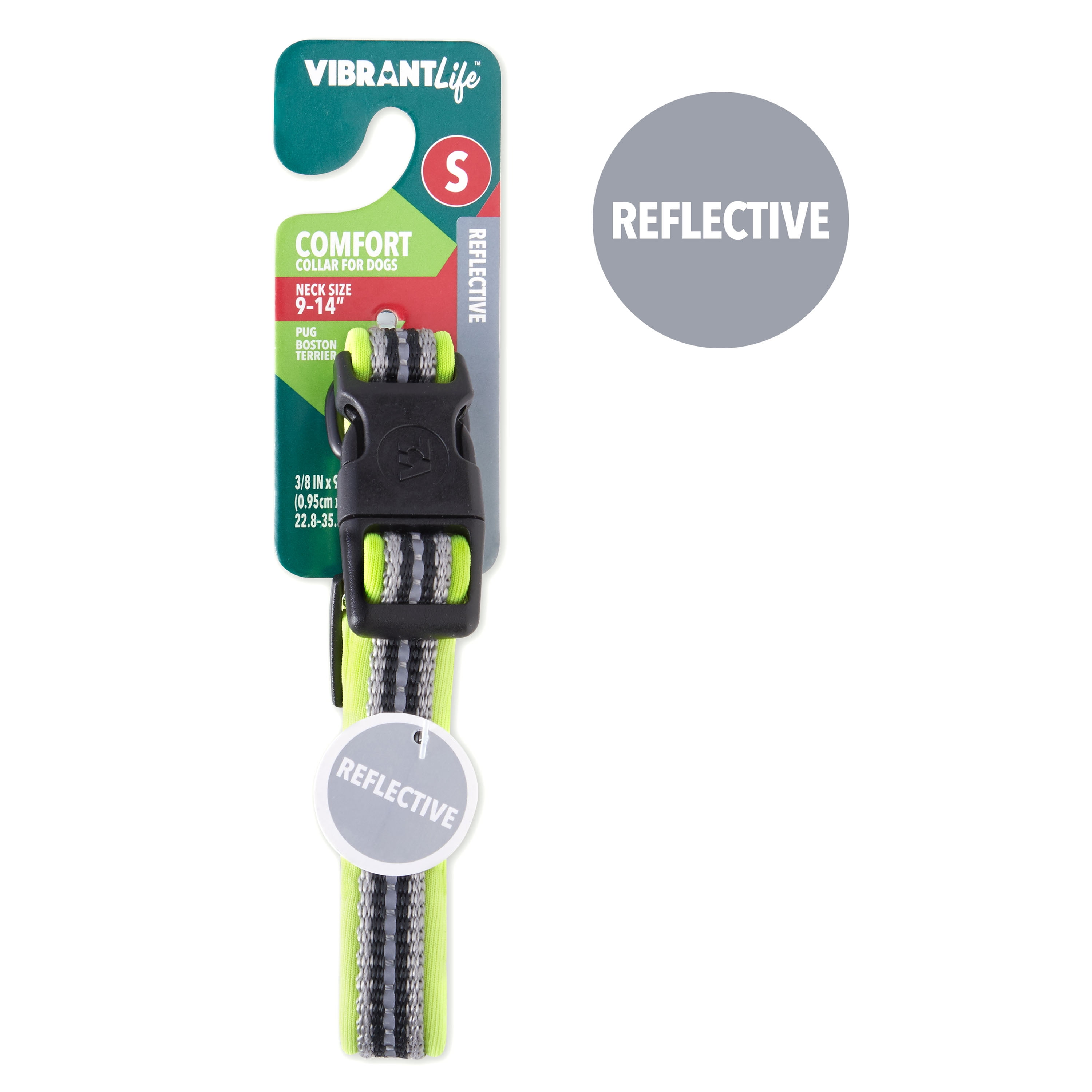 Vibrant Life Reflective Comfort Dog Collar Yellow Small
