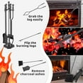 thumbnail image 4 of NALONE 5 Pieces 31In Fireplace Tools Set, Wrought Iron Fireplace Tools with Ergonomic Handle, Fireplace Accessories Set Included Tong, Shovel, Base, Poker and Brush for Indoor & Outdoor (Grey), 4 of 8