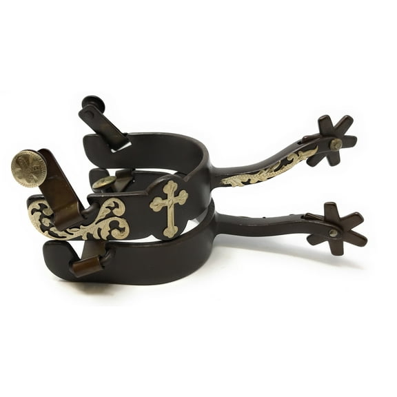 AJ Tack Ladies Antique Brown Cross Offset Spurs