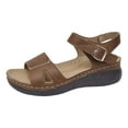 thumbnail image 6 of Platform Wedge Sandals for Women 2025 Comfortable Leather Open Toe Orthopedic Walking Work Summer Shoes, 6 of 7