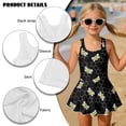thumbnail image 6 of Xoenoiee Bee Honeycomb Print Girls' Sleeveless Swim Dress with Ruffle Skirt, UPF 50+ Sun Protection One-Piece Swimsuit Quick Dry Swimwear for Beach Pool Play, Size 10-11 Years, 6 of 7