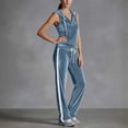 thumbnail image 7 of MLCDZ Women's Velvet 2 Piece Set Elegant V Neck Hooded Sleeveless Top and Elastic Waist Loose Fit Pants with Pockets Jogging Sets Velour Tracksuit 2000s, 7 of 7