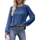 thumbnail image 3 of Camisas de Larga para Mujer, Moda Otoño 2025, Blusas Elegantes e Informales, Blusas Tipo Túnica Plisadas con Cuello Redondo. Azul Real S, 3 of 10