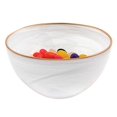 thumbnail image 1 of 6" Hand Crafted White Gold Glass Bowl With Gold Rim, 1 of 1