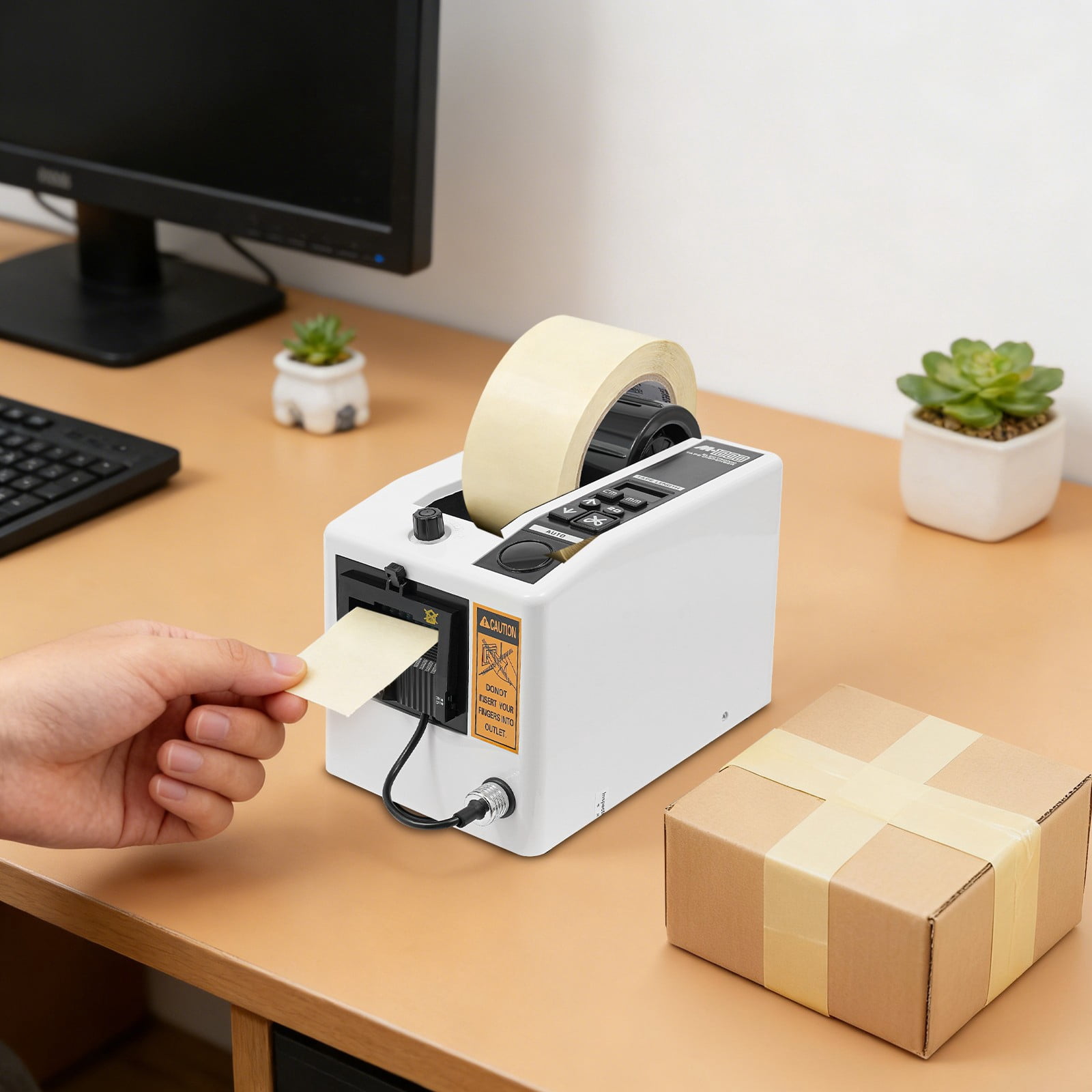 20-30W Electric Ribbon Cutting Machine, Automatic Tape Dispenser with Adjustable Length 0.79-39.33in, 110V Ribbon Cutter for Packing, Warehouse, Office, Works with Multiple Tape Rolls