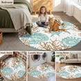 thumbnail image 5 of Green Coastal Seashells Large Round Rug 8 FT, Non Slip Living Room Area Carpet, Nautical Brown Coral Starfish Washable Soft Circle Rug Non-Shedding Floor Carpet for Bedroom Office Dining Room, 5 of 9