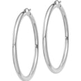 thumbnail image 3 of 14K White Gold Polished 4mm Tube Hoop Earrings (60 X 4) Made In Peru t865, 3 of 6
