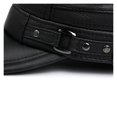 thumbnail image 4 of Genuine Leather Men Milit-ary Hats Brown Black Real Leather Warm Thick Russian Winter Male Army Cap ,Classic Design, 4 of 4