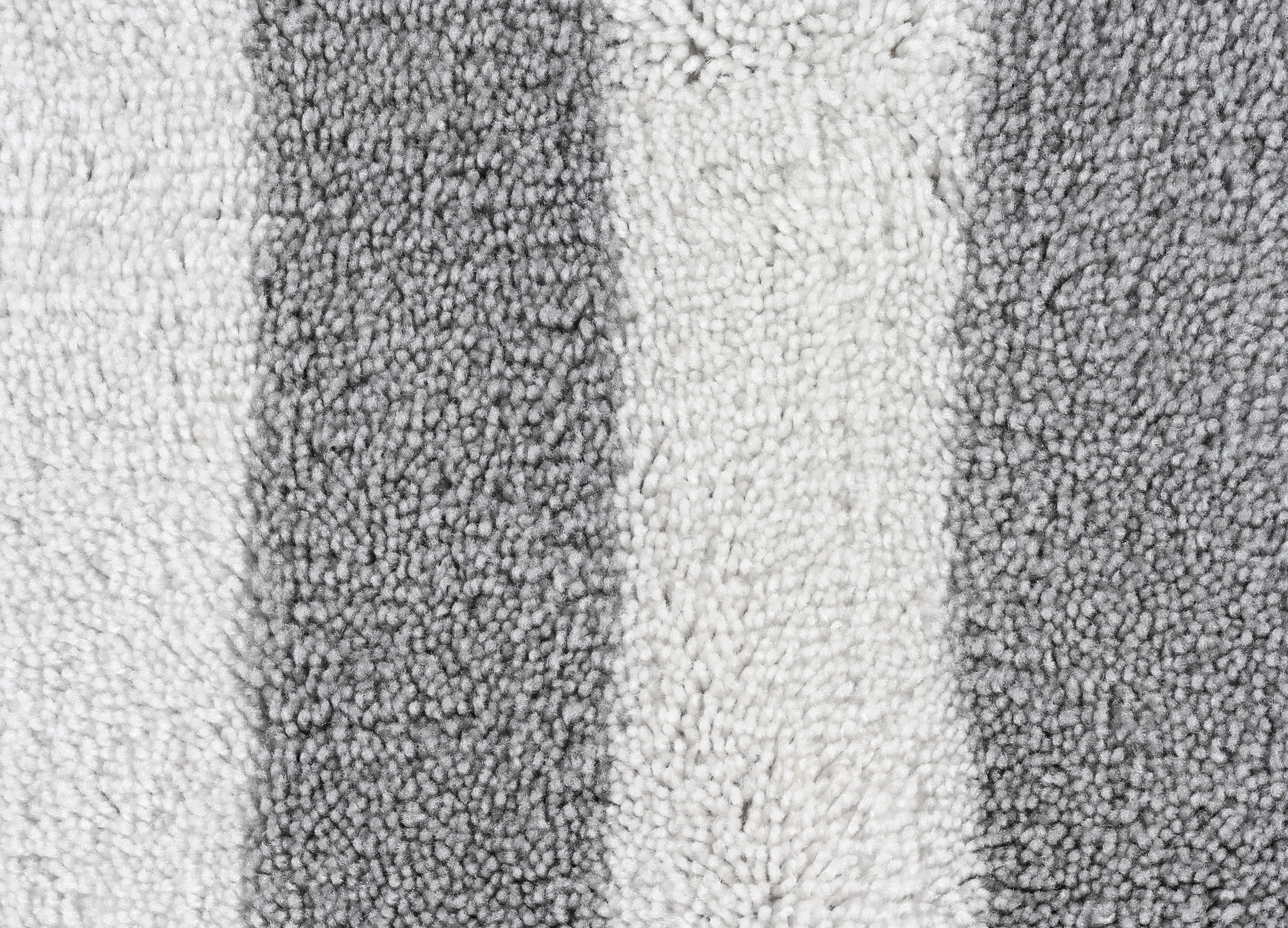 Garland Rug Beach Stripe Washable Bath Rug Set, 2 Piece Set (17"x24" Bath Rug, & 21"x34" Bath Rug) Platinum Gray/White