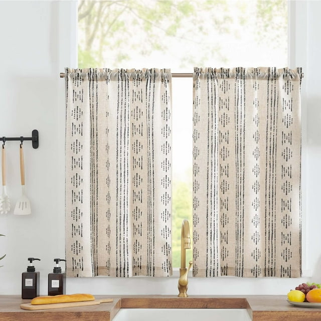 Cortinas Jinchan Boho de cocina, 66 x 61 cm, filtro de luz