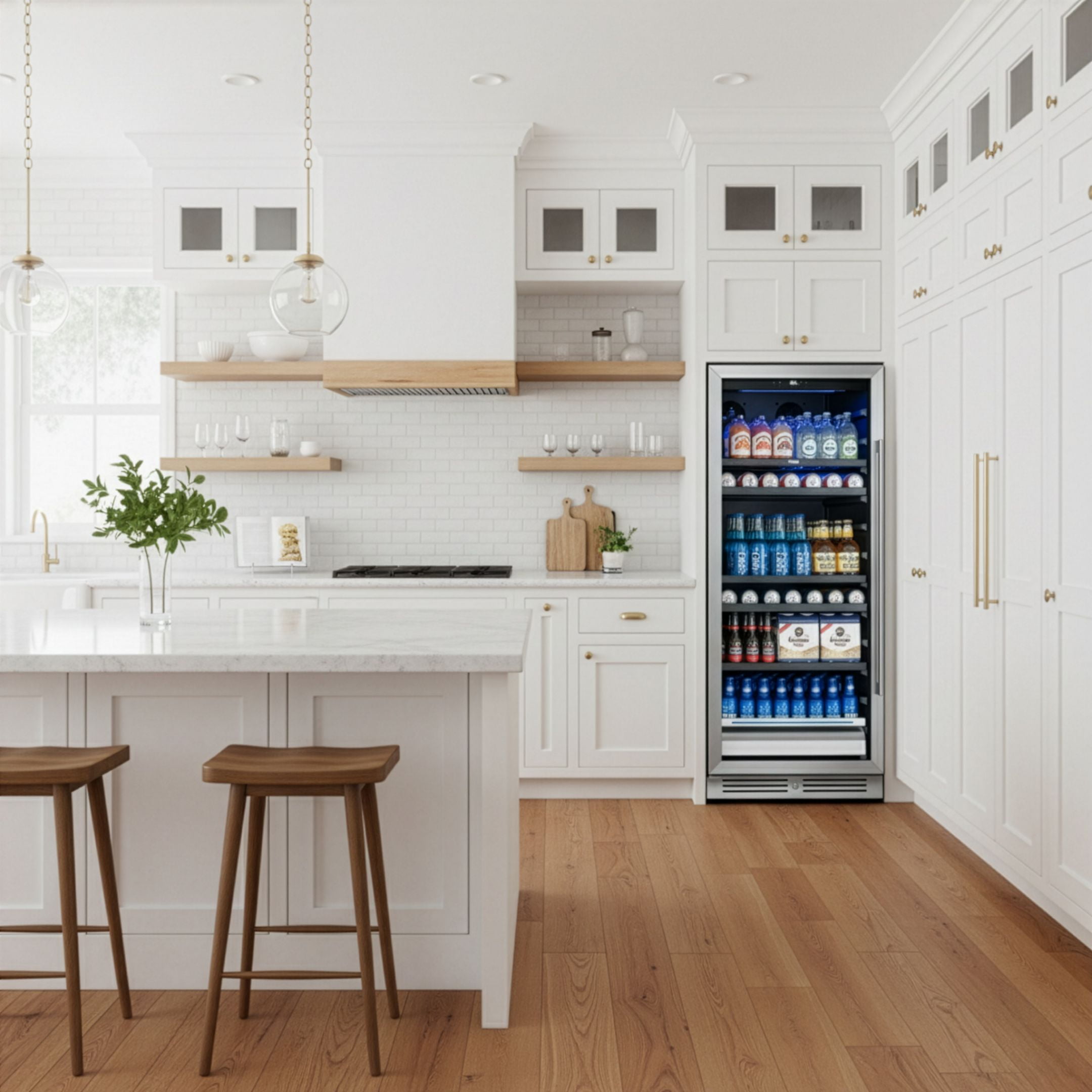 Yeego 238 Cans Beverage Refrigerator,275L Beverage Cooler with Glass Door for Home Bar