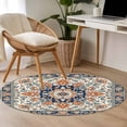 thumbnail image 4 of Round Rugs 4Ft, Orange Blue Boho Southwestern Round Area Rug Washable Indoor Throw Carpet, Ethnic Rustic Classical Soft Non Slip Circle Rug for Kitchen Nursery Room Home Decor Aesthetic, 4 of 8