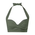 thumbnail image 2 of Duoif Push up Bikini Top, Women Swimwear Tops Underwire Full Coverage Bikini Top up Swim Crop Top Tie Back Bathing Suit Top Womens Bikini Army Green L, 2 of 4