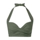 thumbnail image 2 of Prolriy Bikini Top con cordones para mujer, traje de baño con aros, cobertura completa, push up, top corto con lazo en la espalda, sujetadores de baño para mujer, verde militar, L, 2 of 4