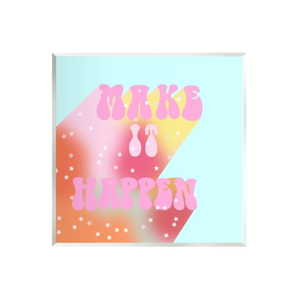 Stupell Industries Make It Happen Groovy Stars Inspirational Painting Unframed Art Print Wall Art