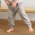 thumbnail image 2 of TAIAOJING Baby Boys Girls Long Pants Kids Toddler Cotton Linen Summer Pants Solid Color Casual Pants With Drawstring 12-18 Months, 2 of 3