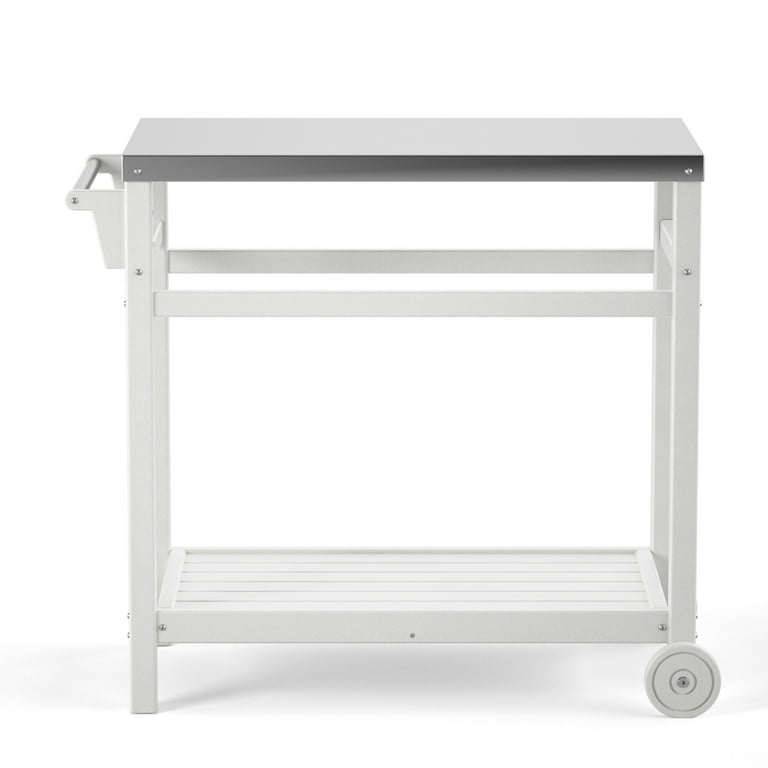 Polyfurnituresupply Multi-functional Outdoor Cart: Ideal for Pizza Ovens, Grilling, and Dining on Your Patio Grey