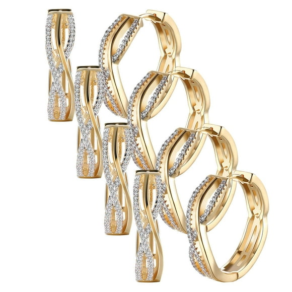 Aretes y Pendientes VenDepot Zirconia 4 Pzas Color Oro