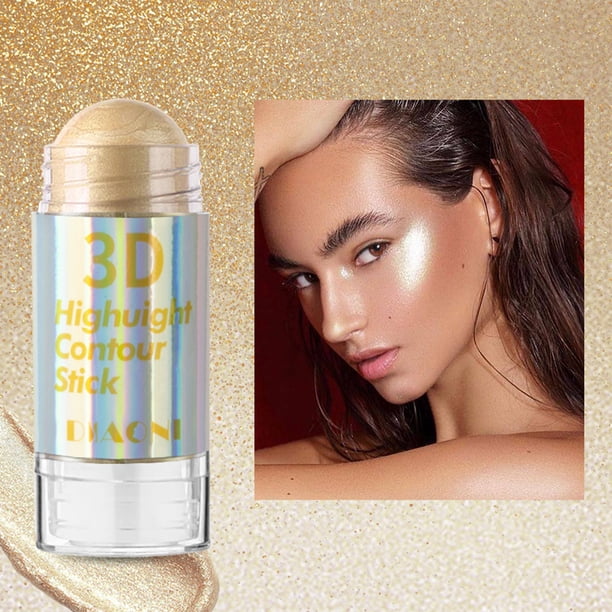 Barra de maquillaje facial multifuncional portátil de alto brillo, iluminador y perezoso