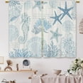thumbnail image 2 of Nautical Coastal Kitchen Curtains Coral Blue Starfish Seashell Small Short Cafe Window Curtains Coral Beach Ocean Seahorse Underwater BathroomTier Window Treatment Drapes (27.5x39 Inch), 2 of 6
