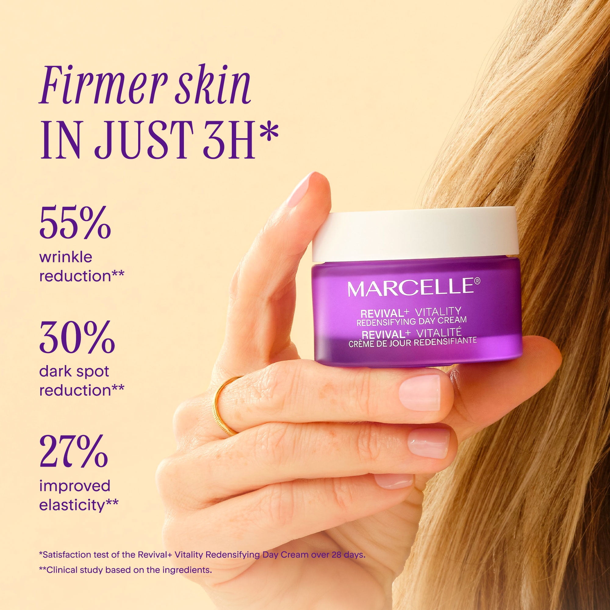 Marcelle Revival+ Vitalité Crème de jour redensifiante, 50 mL Crème de jour hydratante, fermeté et densité peau.