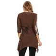 thumbnail image 4 of High Secret Women's Brown Patchwork V-Neck Tunic Top, 4 of 5