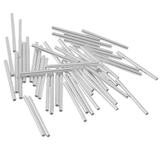 50 cuentas de tubo de latón de 1,5 x 20 mm, cuentas espaciadoras rectas, cuentas sueltas de tubo liso Blanco plateado