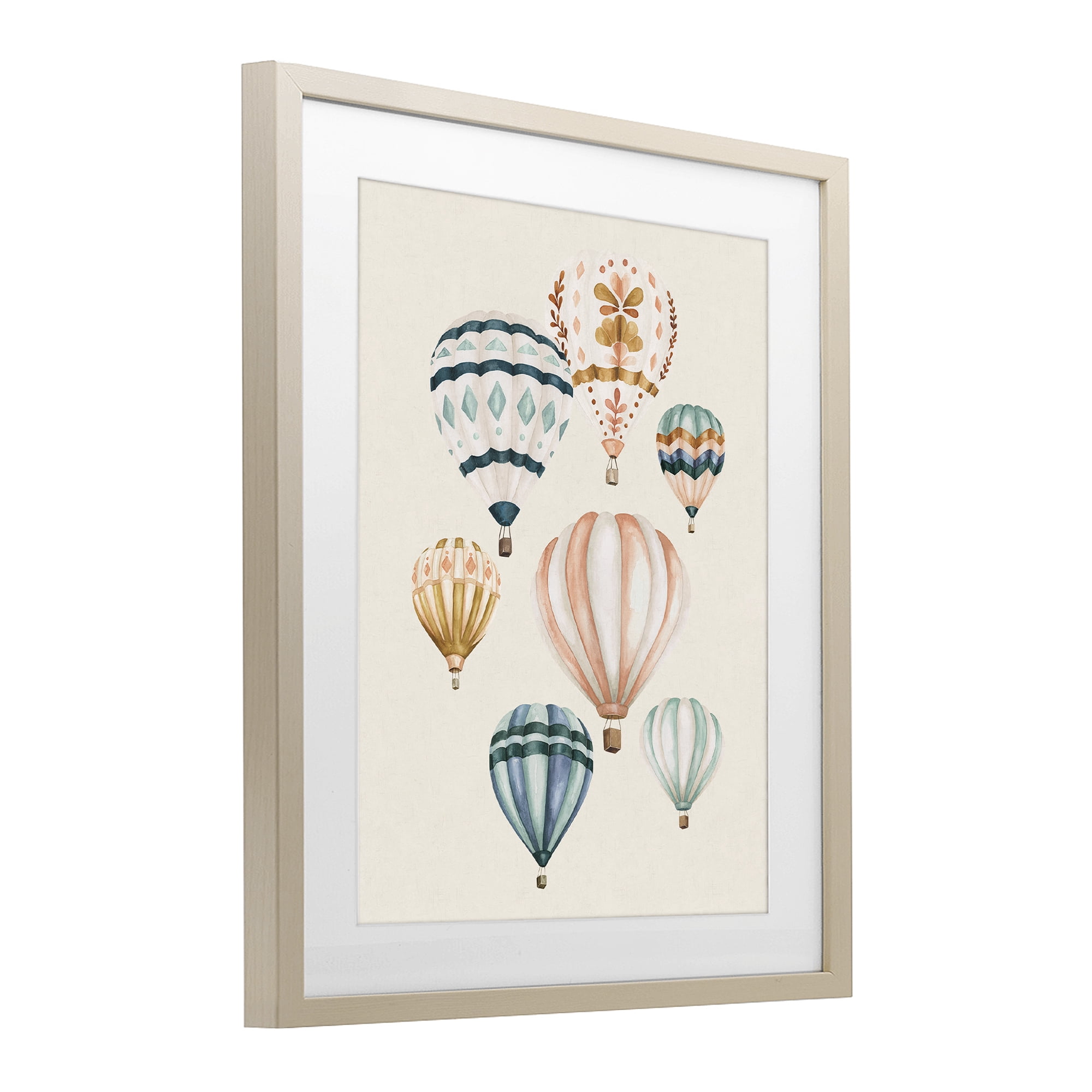 Stupell Industries Wanderlust Hot Air Balloons Birch Framed Print Under Glass, design by Bethany Sandoval