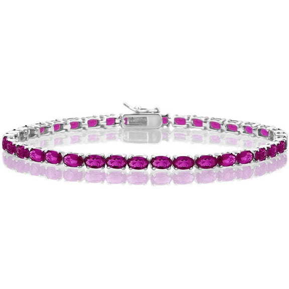 Arista Created Ruby Gemstone Women's Tennis Bracelet in Sterling Silver, 7.5"