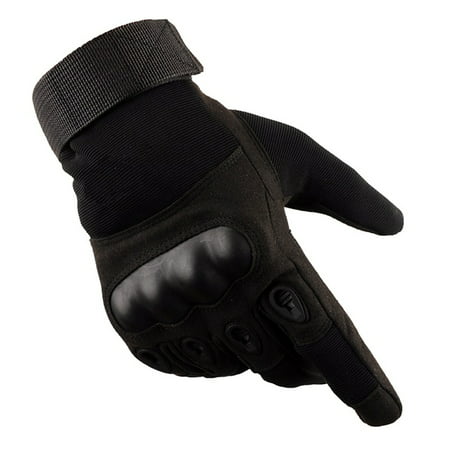 Tactical Anti-skid Gloves Outdoor Cycling Hiking Full Cover Finger Gloves Glove Color:Black