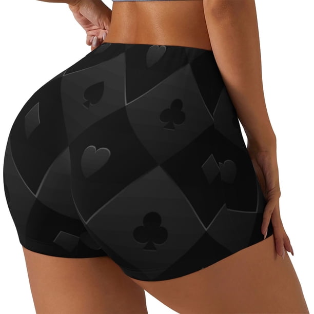 Fotbe Black Poker Shorts Sin Costuras – Shorts Deportivos de Cintura Alta para Mujer, Elásticos para Gimnasio, Yoga, Running o Ciclismo-Medium