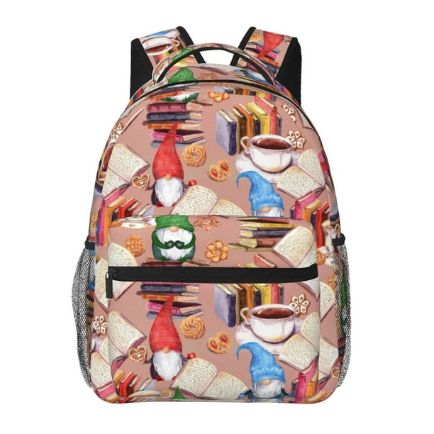 Disketp Gnomes Books Tea Cups Mochila Estampada para Hombre y Mujer – Mochila Ligera Clásica con Múltiples Bolsillos para Universidad, Trabajo y Viajes-One Size