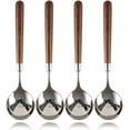 thumbnail image 1 of Set of 4-7.59-Inch Soup Spoons with Wood Handles - 304 Stainless Steel Round Dinner Spoons - Mirror Polish Flatware for Home Kitchen (Soup spoon-Polished), 1 of 7