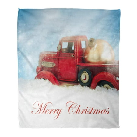 KDAGR Throw Blanket 58x80 Inches Green Tree Vintage Red Truck Christmas Teal Anniversary Warm Flannel Soft Blanket for Couch Sofa