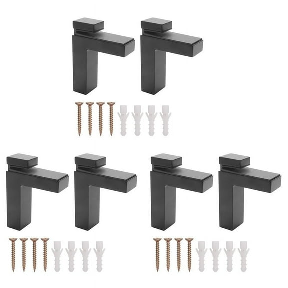 6 Pcs Adjustable Wood/Glass Shelf Bracket Wall Mount Heavy Duty Floating Brackets for 3-28mm Thick Shelves,Black