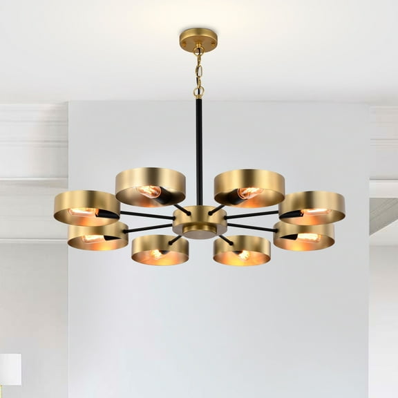 Vibiana 32 in. 8-Light Indoor Satin Brass Finish Chandelier with Light Kit
