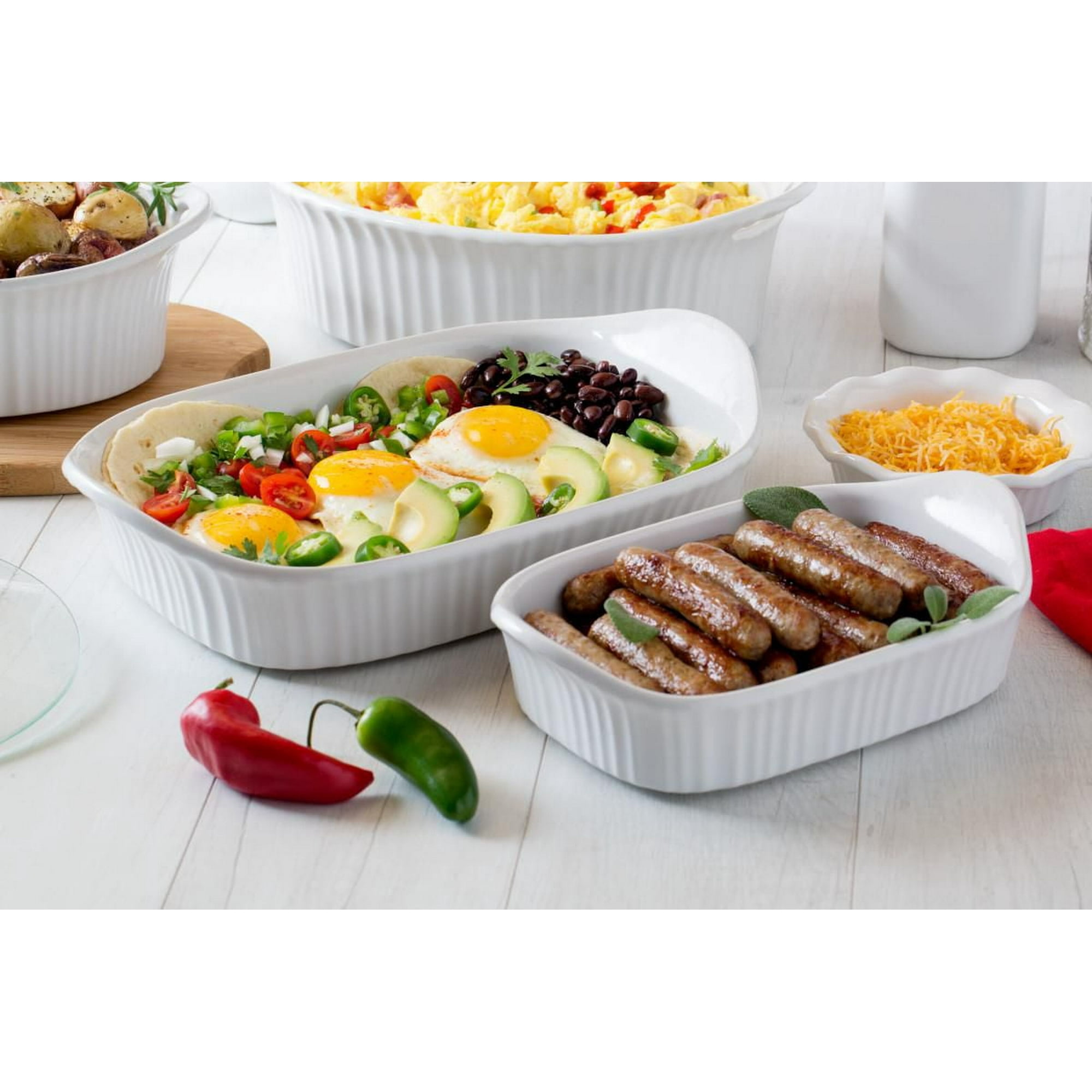 Corningware French White Piece Rectangular Baking Dishes Set