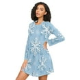 thumbnail image 3 of FORMRS Womens Long Sleeve Nightgowns Crew Neck Sleep Shirt Soft Pajamas Sizes S-3XL, Blue Snowflake, 3 of 8