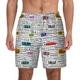 thumbnail image 2 of Picia Hello pattern Mens Swim Trunks with Compression Liner Stretch Beach Shorts Quick Dry with Zipper Pockets No-Chafing Board Shorts-Medium, 2 of 9