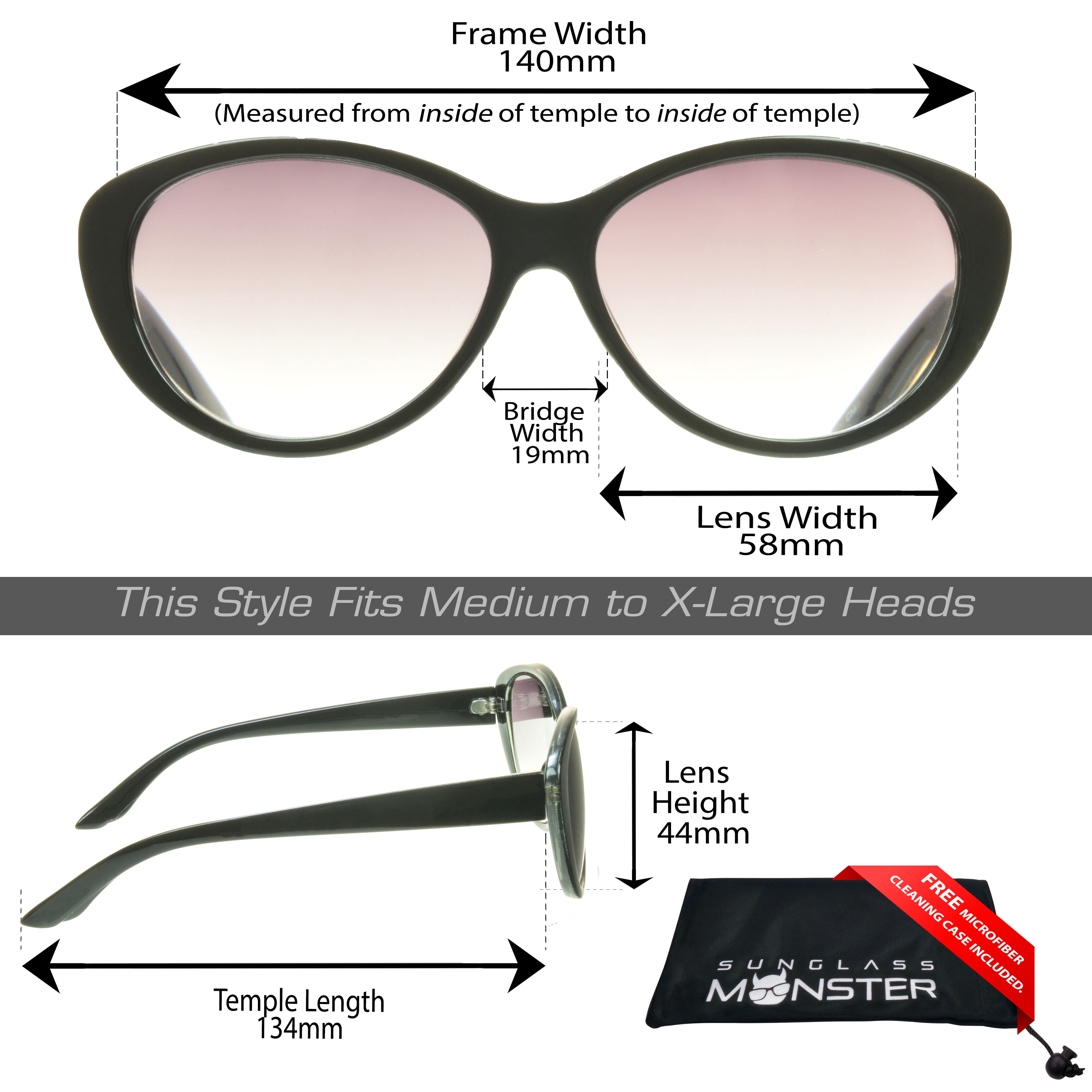 proSPORT Reading Sunglass Reader Cat Eye Black & Tortoise Women NOT BIFOCAL