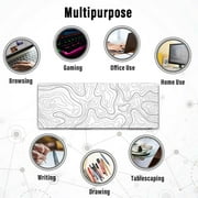 Topographic White Gaming Mouse Pad With Perfect Glide Wide, Big, Long, Extended