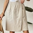 thumbnail image 2 of Outfmvch Mini Skirt Pencil Skirt Wrap Skorts Womens Jean Shorts Elastic Waist Knee Length Wide Leg Shorts Work Shorts Sports Shorts Womens Athletic Shorts Beige L, 2 of 9