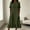 Army Green, variant on Women's Washed Crinkle Cotton Linen Midi Dress, V Neck Half Button Ruffle Hem Dress with Pockets, Short Sleeve Loose Casual Flowy Dress White XXL(XXL)