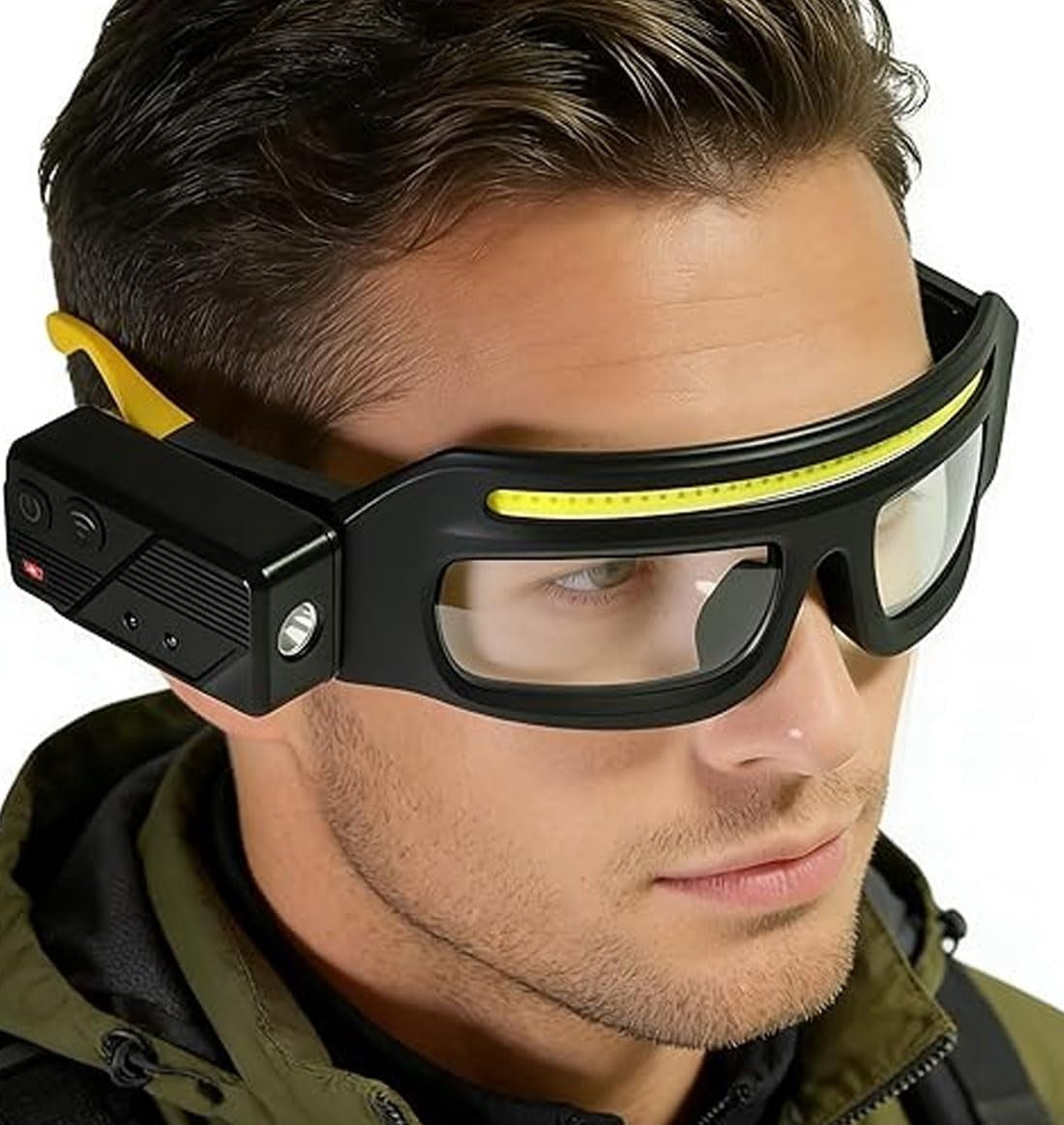 Rechargeable LED Safety Glasses with Motion Sensor for Mechanics, Hands-Free Light