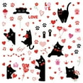 thumbnail image 2 of 6 Sheets Valentine'S Day Balck Cat Window Decals Cling 96 Pcs Red Heart Cats Window Wall Stickers Happy Valentines Window Decals For Party Wedding Anniversary, 2 of 6