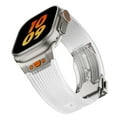 thumbnail image 4 of Watch Band for Apple Watch Ultra 2 Band 49mm 45mm 44mm 42mm, Men Luxury Rugged Silicone Rubber Strap with Metal Connector & Folding Clasp for iWatch Ultra Series 9 8 7 6 5 4 3 2 1 SE, 4 of 6