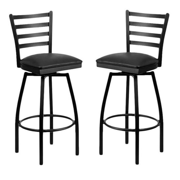 Home Square Hercules 32" Swivel Metal Bar Stool in Black - Set of 2
